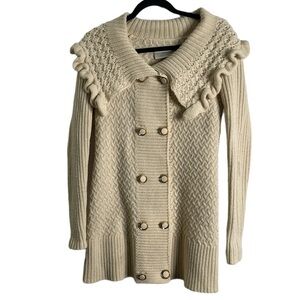 Anthropology LEIFSDOTTIR ivory double breasted knit sweater  small